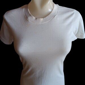 Vintage Womens Small T-Shirt Single Stitch 70's Plain White JC PENNEY Distress